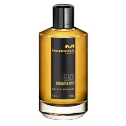 Mancera Black Intensitive Aoud, perfume especiado y oriental con oud y rosa, símbolo de misterio y elegancia.