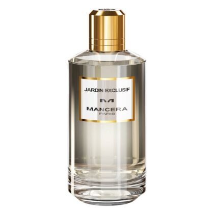 Mancera Jardin Exclusif, perfume afrutado y floral con rosa y jazmín, símbolo de frescura y elegancia.