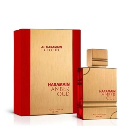 Al Haramain Ruby Edition, perfume femenino con frescura cítrica, corazón floral y base cálida envolvente.