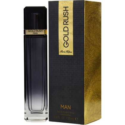 Gold Rush Man Paris Hilton: perfume masculino con notas frescas, herbales y cálidas.