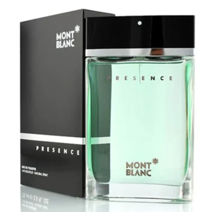 Mont Blanc Presence, perfume masculino con notas especiadas, frutales y base cálida envolvente.