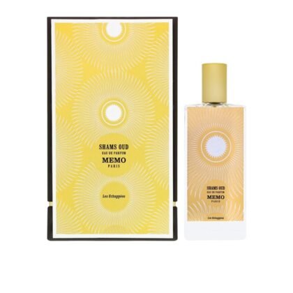 Shams Oud Memo Paris, perfume de lujo con frescura especiada, corazón cálido y base de oud majestuoso.
