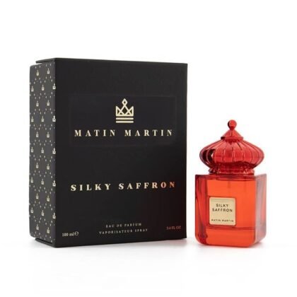 Silky Saffron Matin Martin, perfume unisex con frescura especiada, corazón floral y base de oud sensual.