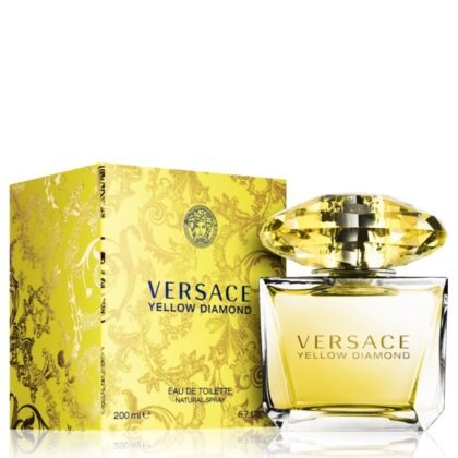 Perfume Versace Yellow Diamond, aroma femenino fresco y lujoso con notas cítricas, florales y cálidas.