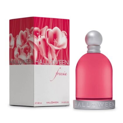 Halloween Freesia, perfume femenino elegante con notas cítricas, florales y amaderadas.