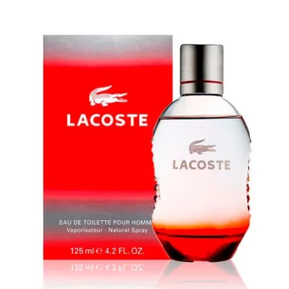 Lacoste Red, perfume masculino fresco con notas frutales, amaderadas y aromáticas.