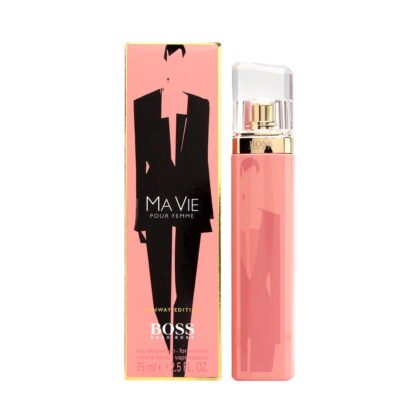 Hugo Boss Ma Vie Pour Femme Runway Edition, perfume femenino con cactus, rosa y cedro, símbolo de elegancia.
