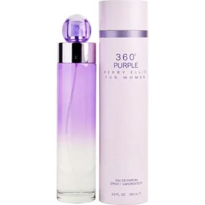 360° Purple Perry Ellis, perfume femenino fresco con notas frutales, florales y amaderadas.