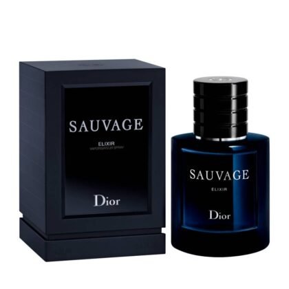 Perfume Dior Sauvage Elixir: intensidad especiada y elegancia moderna en un frasco azul profundo.