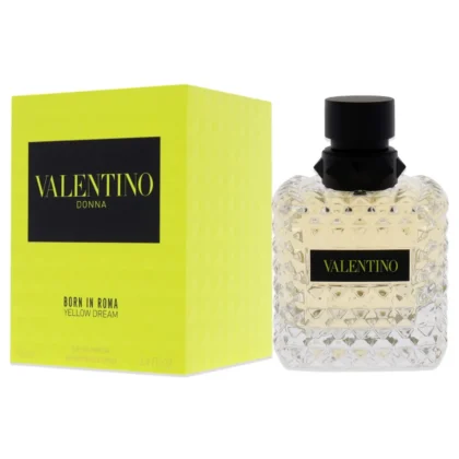 Perfume Valentino Yellow Dream: frescura cítrica y elegancia floral en un frasco amarillo icónico.