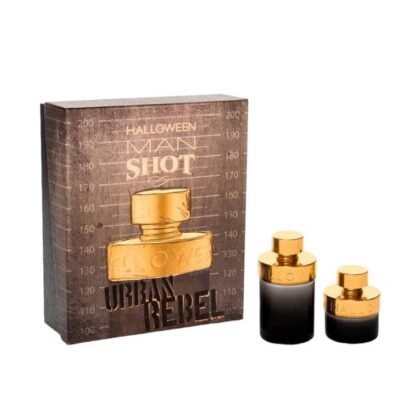Halloween Man Shot, perfume masculino con notas cítricas, whisky y base de cuero elegante.