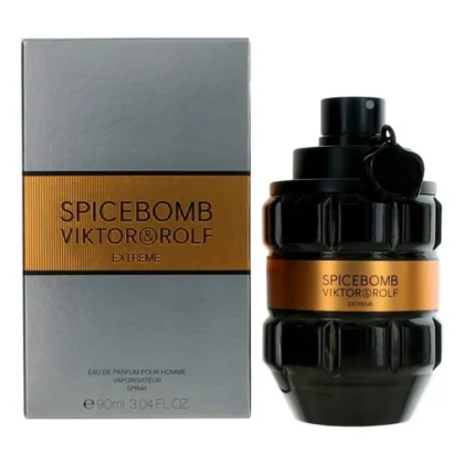 Spicebomb Extreme, perfume masculino con notas especiadas, tabaco y base ambarina elegante.