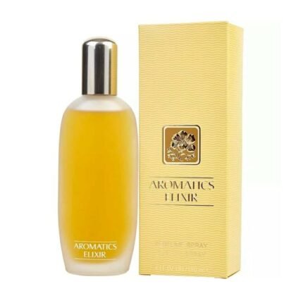 Aromatics Elixir de Clinique, aroma intenso con bergamota, rosa e incienso. Elegancia profunda y poder femenino.