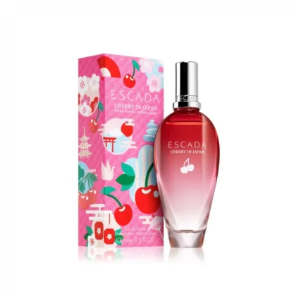 Cherry In Japan de Escada, perfume femenino con notas frutales, florales y suaves de almizcle.