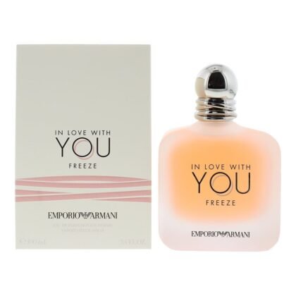 Emporio Armani In Love With You Freeze de Giorgio Armani, aroma fresco y romántico con cereza, peonía y almizcle. Amor vibrante y moderno.