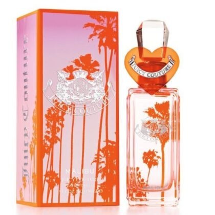 Juicy Couture Malibu, perfume femenino con notas frutales, florales y cálidas de vainilla y sándalo.