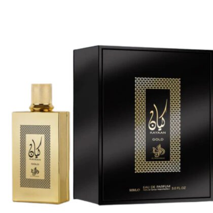 Descubre Kayaan Gold Al Wataniah, fragancia unisex opulenta con notas frutales, florales y ambaradas, ideal para proyectar lujo y sofisticación.