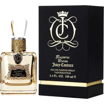 Juicy Couture Majestic Woods, perfume femenino con notas dulces, amaderadas y cálidas de ámbar.