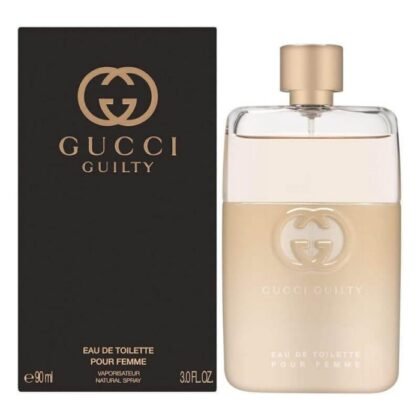 Gucci Guilty Pour Femme, fragancia fresca y elegante con notas cítricas, florales y cálidas.