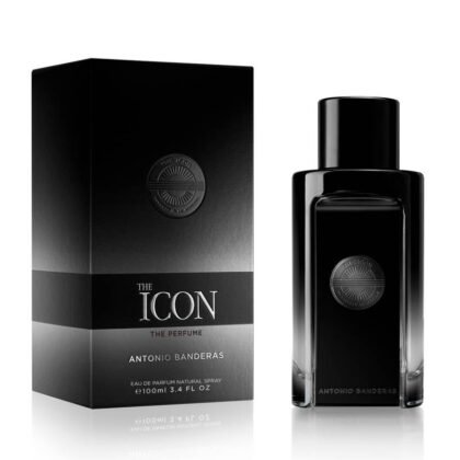 Descubre Antonio Banderas The Icon, fragancia masculina fresca y elegante con notas cítricas, aromáticas y amaderadas, ideal para día y noche.