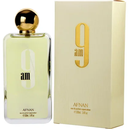 9am de Afnan: mandarina, lavanda y almizcle en una fragancia fresca, elegante y unisex para cada día.