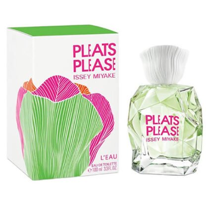 Pleats Please L’Eau de Issey Miyake, aroma floral y limpio con rosa, peonía y almizcle. Elegancia ligera y creativa.