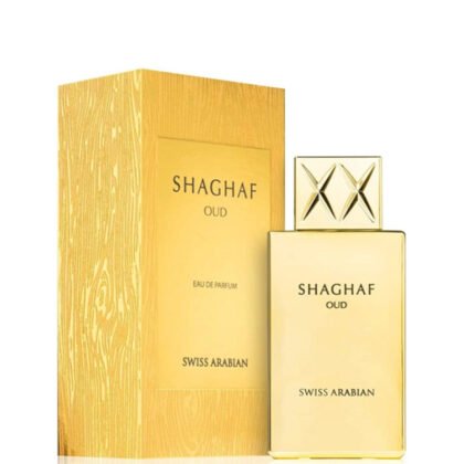 Shaghaf Oud de Swiss Arabian: azafrán, rosa y vainilla en una fragancia oriental intensa y envolvente.
