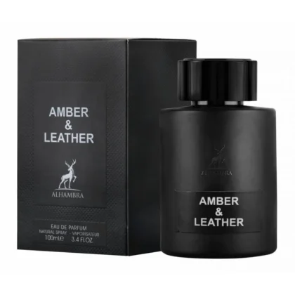 Amber & Leather de Maison Alhambra: cuero, jazmín y ámbar en una fragancia cálida, elegante y seductora para hombres y mujeres.