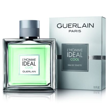 L’Homme Ideal Cool de Guerlain: menta, almendra y vetiver en una fragancia masculina fresca, elegante y duradera.