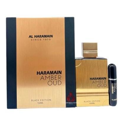 Amber Oud Black Edition de Al Haramain, perfume unisex con cardamomo, cuero y ámbar gris. Elegancia oriental y estela intensa.
