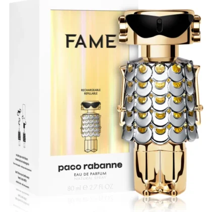 Descubre Fame de Paco Rabanne, una fragancia floral-afrutada con mango, jazmín e incienso sobre fondo cálido de vainilla y sándalo.