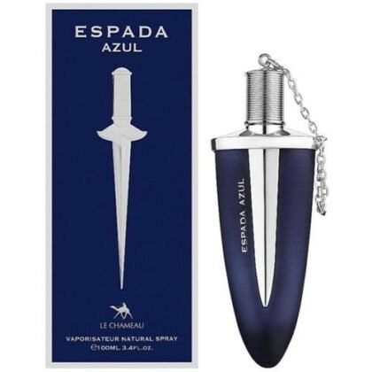 Descubre Espada Azul de Le Chameau, una fragancia masculina cítrica-especiada con fondo amaderado y elegante.