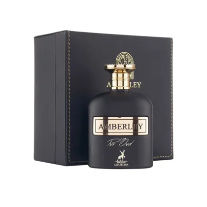 Amberley Pur Oud de Maison Alhambra: oud, cuero y rosa en una fragancia oriental intensa y sofisticada para dejar huella.