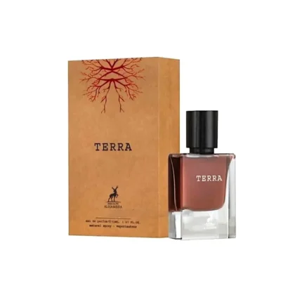 Terra de Maison Alhambra: oriental, amaderado y gourmand. Una fragancia intensa y elegante para noches frías y momentos inolvidables.