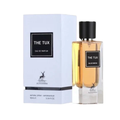 Descubre The Tux de Maison Alhambra, una fragancia unisex con violeta, rosa y fondo cálido de ámbar gris y vainilla Bourbon.