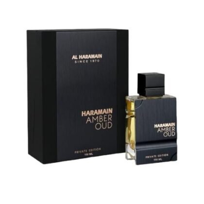 Amber Oud Private Edition de Al Haramain: bergamota, piña y vainilla en una fragancia intensa, dulce y sofisticada.