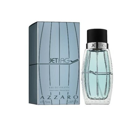 Jetlag de Azzaro: cardamomo, rosa de té y ámbar en una fragancia masculina vibrante, cálida y sofisticada.