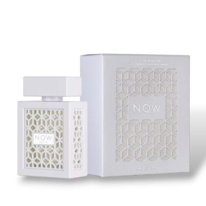 Now White RAVE: cítricos, manzana y ámbar en una fragancia fresca, sensual y versátil para espíritus libres.