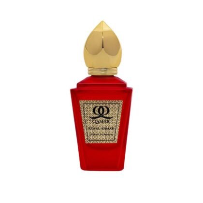 Qamar Royal Ahmar, perfume cálido y seductor con notas especiadas, florales y ambaradas. Elegancia y pasión en cada gota.