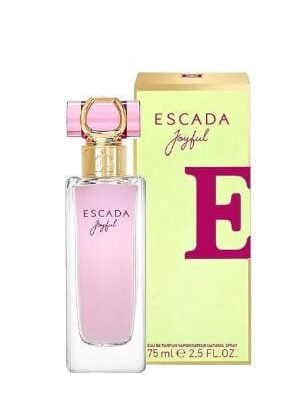 Joyful de Escada: perfume floral frutal con melón, peonía y sándalo. Alegre, femenino y radiante. Ideal para mujeres que brillan con optimismo.