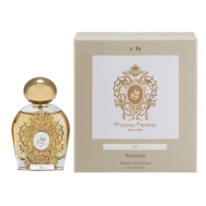 TyI Assoluto de Tiziana Terenzi: aroma celestial con rosa, cuero y oud. Intensidad estelar y elegancia profunda.