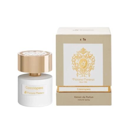 Cassiopea de Tiziana Terenzi: aroma afrutado y etéreo con maracuyá, rosa y sándalo. Encanto astral y frescura luminosa.