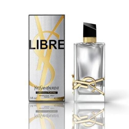 Libre L’Absolu Platine de YSL: lavanda, azahar y vainilla en una fragancia femenina, intensa y metálica. Libertad provocadora.