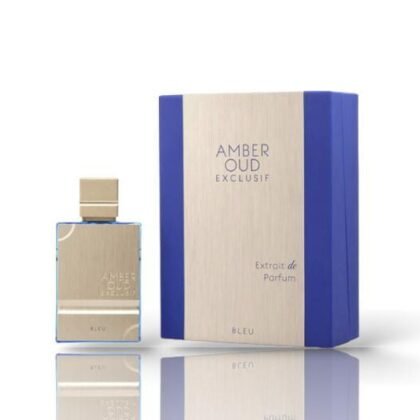 Amber Oud Exclusif Bleu de Al Haramain: bergamota, incienso y oud en una fragancia masculina intensa, elegante y misteriosa. Tu esencia, tu poder.