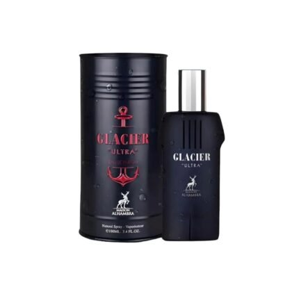 Glacier Ultra de Maison Alhambra: limón, lavanda y vetiver en una fragancia masculina fresca, limpia y moderna. Tu esencia, como el hielo, deja huella.
