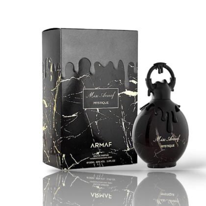 Mystique de Armaf: bergamota, jazmín y vainilla en una fragancia misteriosa, sensual y elegante. Ideal para noches especiales.