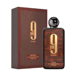 Afnan 9pm Elixir es intensidad nocturna: cardamomo, cuero y vainilla en una fragancia poderosa, envolvente y sofisticada para destacar con estilo.