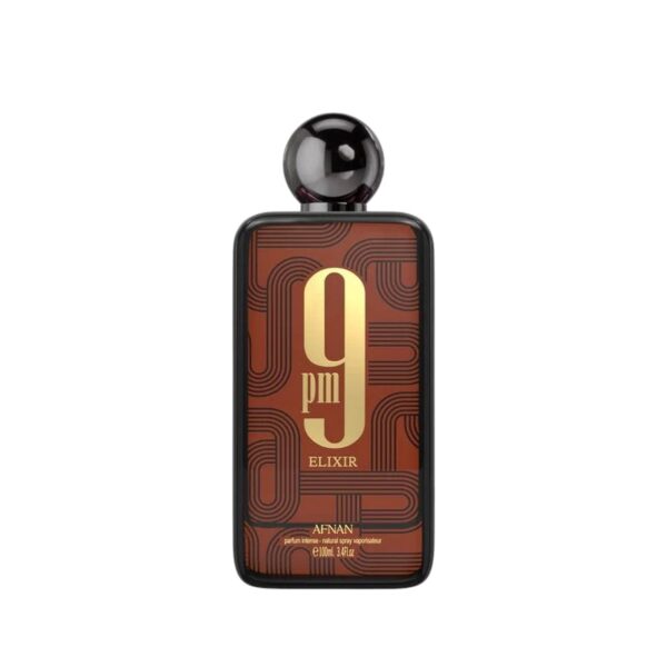 Afnan 9pm Elixir es intensidad nocturna: cardamomo, cuero y vainilla en una fragancia poderosa, envolvente y sofisticada para destacar con estilo.