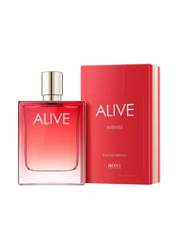 Perfume Alive Intense: frambuesa, vainilla y sándalo en una fragancia femenina poderosa, ideal para mujeres que viven con pasión y confianza.