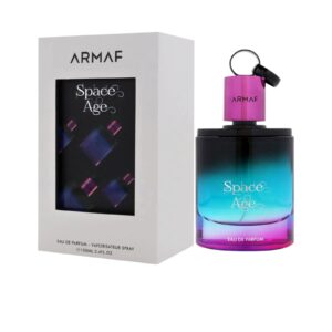 Space Age de Armaf: fragancia unisex con frutas, flores y fondo cálido. Elegancia moderna con carácter y sensualidad.